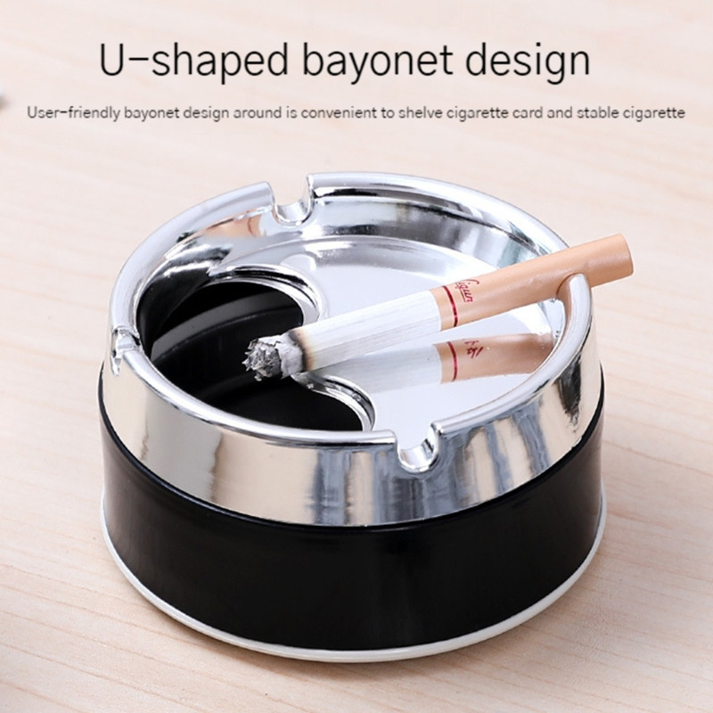 Pepeljara od nehrđajućeg čelika Okrugle pepeljare otporne na vjetar s rotirajućim poklopcem za kućni vrt, vani, unutarnji pribor za pušenje