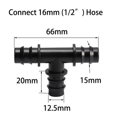2db 16 mm-es PE csőcsatlakozók Kerti víz mikro csepegtető öntözőcső csőcsatlakozó öntözőrendszer csatlakozók Tee könyökdugó