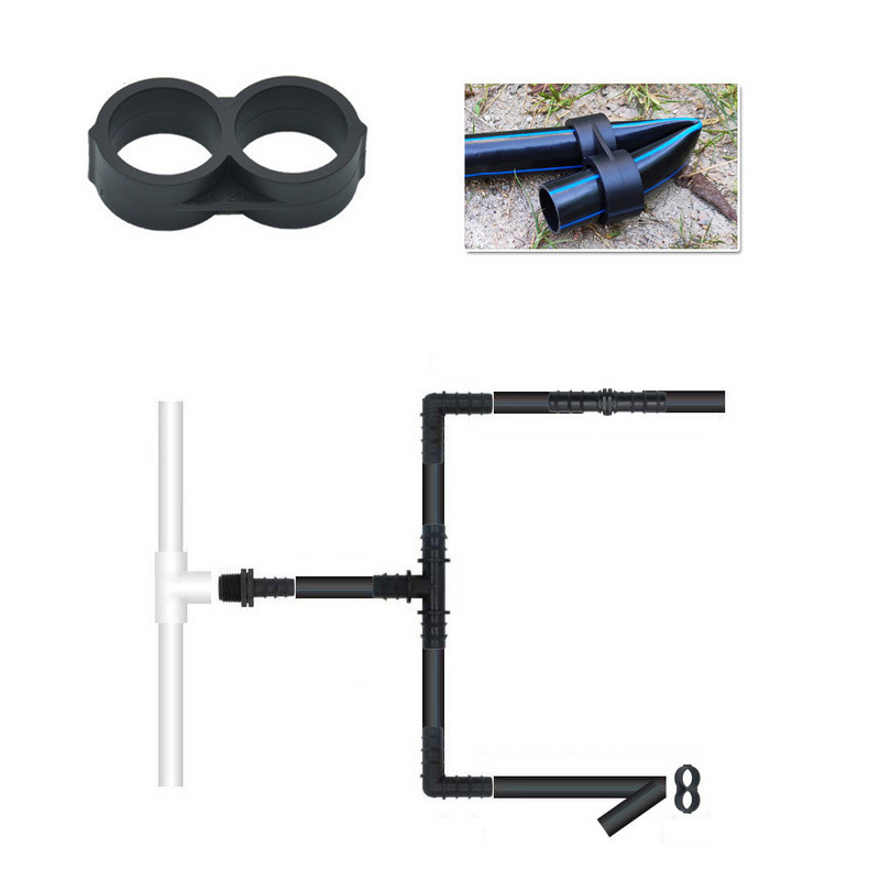 2 kom 16 mm PE cijevni konektori Vrtna voda Mikro kap po kap Cijev za navodnjavanje Priključak crijeva Spojevi sustava za navodnjavanje T-koljenasti čep