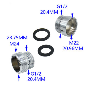 Сребърен 1/2 до M22 M24 конектор с резба Месингов конектор за кран за вода за адаптер за кран Фитинг покритие сребристо бяло 1 бр.