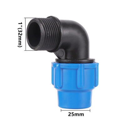 Alsó menet 1/2" 3/4" *20/25/32mm Apa menet 1" *25mm könyökcsökkentő csatlakozó Kert Mezőgazdaság Öntözés PE csőszerelvények