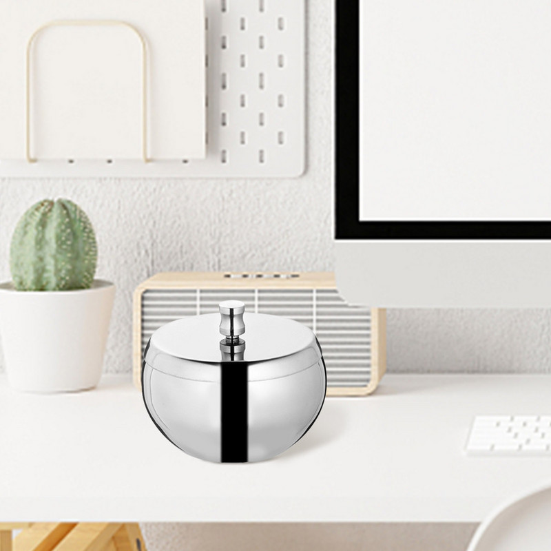Пепелник от неръждаема стомана с капак Ветроупорен пепелник Модерна преносима декорация на маса за открито, закрито, вътрешен двор, офис