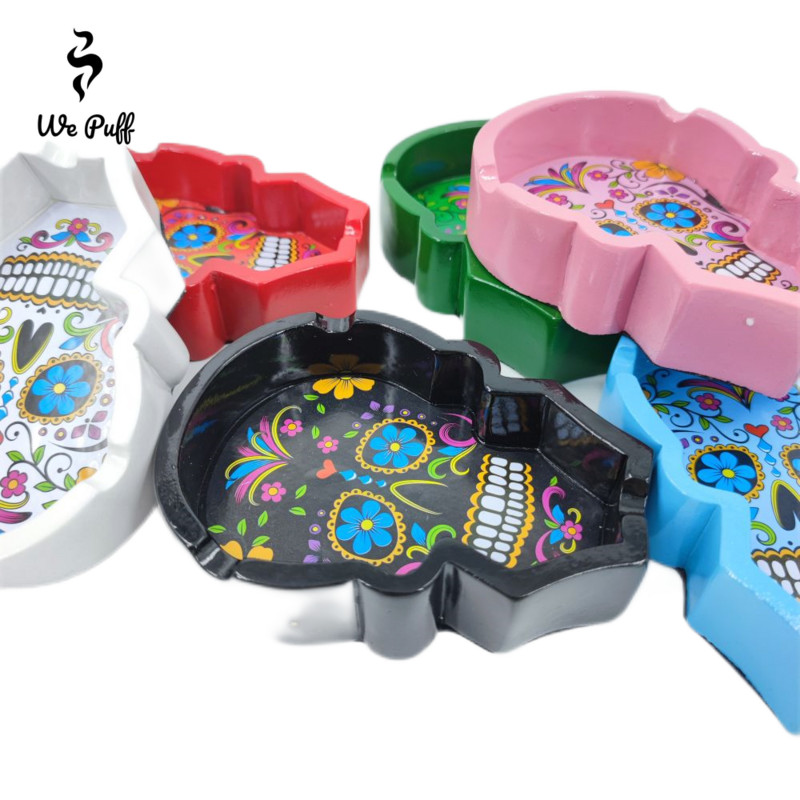 WE PUFF Cool Skull Smoking Pipe Пепелник Преносима смола Огнеупорна пура Цигара Пепелник Cenicero Cinzeiro Аксесоари за бюро