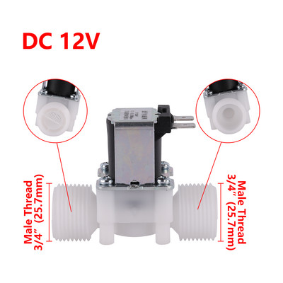 DC 12V AC 220V Normál zárt elektromos bemeneti mágnesszelep 1/2" 3/4" 1/4" N/C Normál zárt bemeneti áramlás mágnesszelep