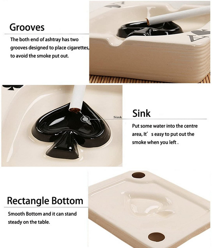 Творчески карти за игра Червено черно сърце Пепелник Хотелски хол Маса за хранене Пепелник Занаятчийски орнаменти Аксесоари за пушене