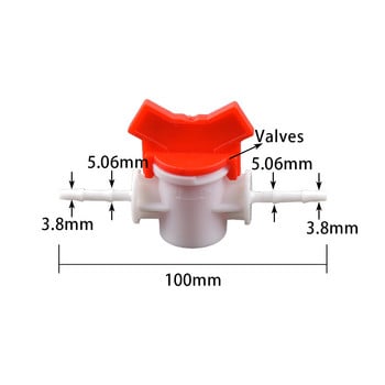1 бр. 4 мм, 6 мм, 8 мм PVC маркуч, двупосочен пластмасов сферичен кран Конектор за микро напояване на аквариума