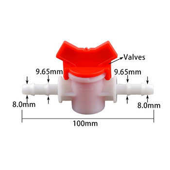 1 бр. 4 мм, 6 мм, 8 мм PVC маркуч, двупосочен пластмасов сферичен кран Конектор за микро напояване на аквариума