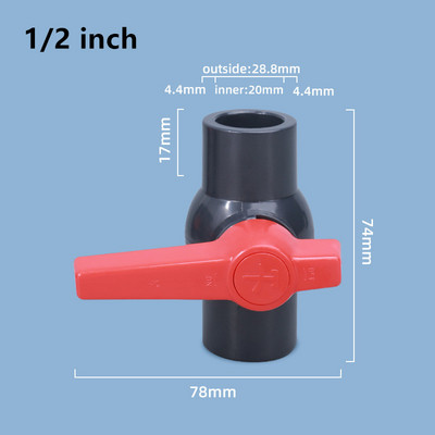 1/2" 3/4" 1" sisemine PVC kuulkraan, ühe käepidemega sulgeventiilid IBC veepaagi toruühendus kanalisatsioonivooliku basseini jaoks