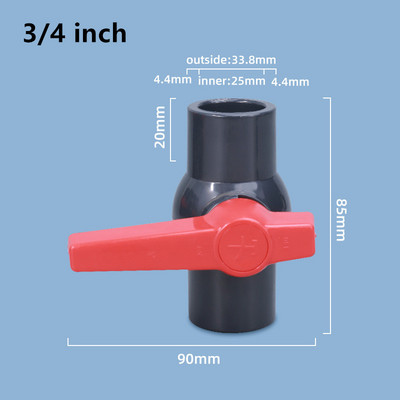 1/2" 3/4" 1" sisemine PVC kuulkraan, ühe käepidemega sulgeventiilid IBC veepaagi toruühendus kanalisatsioonivooliku basseini jaoks