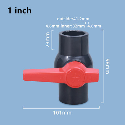1/2" 3/4" 1" sisemine PVC kuulkraan, ühe käepidemega sulgeventiilid IBC veepaagi toruühendus kanalisatsioonivooliku basseini jaoks