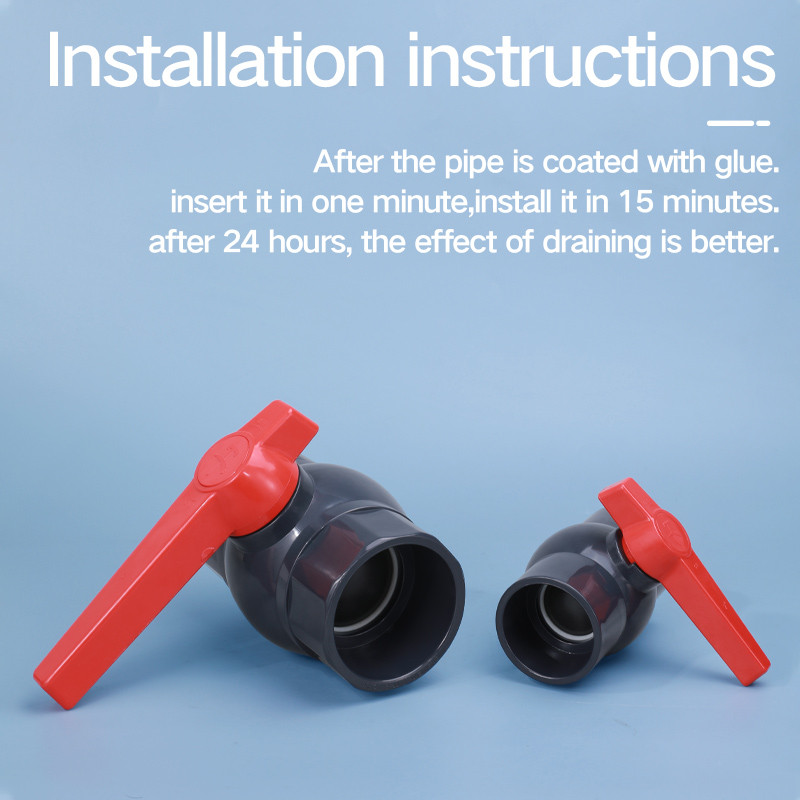 1/2" 3/4" 1" Вграден PVC сферичен кран Спирателни вентили с една ръкохватка IBC резервоар за вода Тръбен съединител за канализационен маркуч Плувен басейн