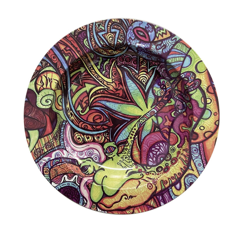 Okrugla pepeljara za duhan od bijelog lima Pribor za pušenje Posuda za pepeo s različitim uzorcima