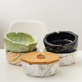 Κεραμικό Τασάκι με Κάλυμμα Creative Marble Tashray Personality Απλό Γραφείο Anti-fly Ash Διακόσμηση σαλονιού Τασάκι σπιτιού