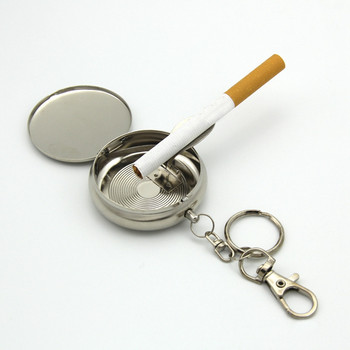 Мини външен пепелник с ключодържател Преносим кръгъл пепелник Ключодържател Ключодържател от сплав за цигари Пепелник за жени Мъже Подаръци Бижута