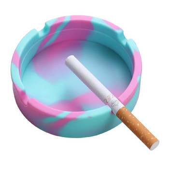 Многоцветен преносим кръгъл мек силиконов пепелник Мини камуфлажен държач за пепелник за цигари Екологични аксесоари за пушене Подарък мъж