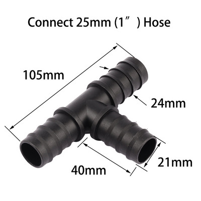 2db 25 mm-es 1" PE csőcsatlakozók Kerti víz mikro csepegtető öntözőcső csőcsatlakozó öntözőrendszer csatlakozók Tee könyökdugó