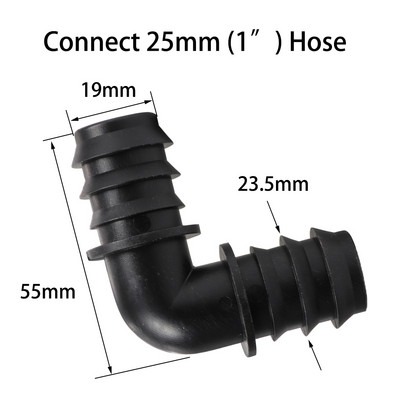 2db 25 mm-es 1" PE csőcsatlakozók Kerti víz mikro csepegtető öntözőcső csőcsatlakozó öntözőrendszer csatlakozók Tee könyökdugó