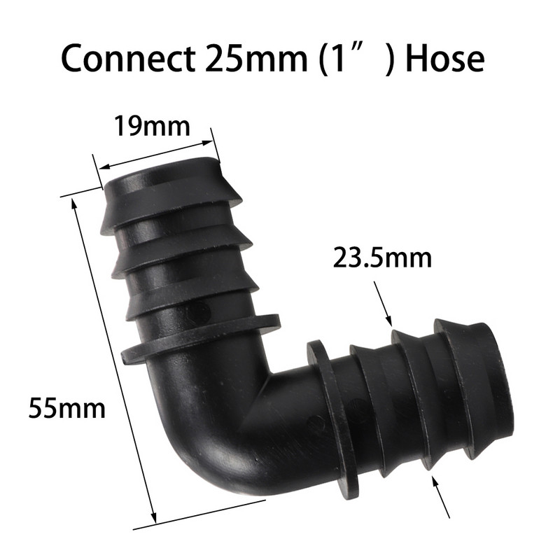 2 бр. 25 mm 1" PE тръбни конектори Градинска вода Микро капково напояване Тръбен маркуч Конектор Система за поливане Съединения Тройник Коляно Щепсел
