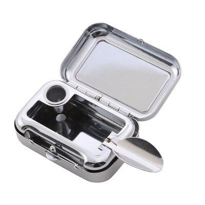 Mini scrumieră portabilă din metal pentru țigări Scrumieră de modă cu capac încuiat Carcasă pentru cenușă de birou Scrumieră de buzunar în aer liber, cadou pentru bărbați