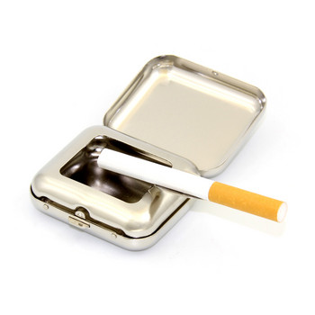 1 бр Малък квадратен джобен пепелник от неръждаема стомана Метален пепелник Джобни пепелници с капаци Преносим пепелник