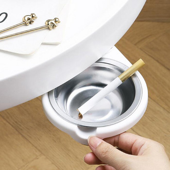 Нов креативен въртящ се пепелник от неръждаема стомана Пепелник със скрито дъно на маса Лесен за залепване домакински предмети Инструмент за дома