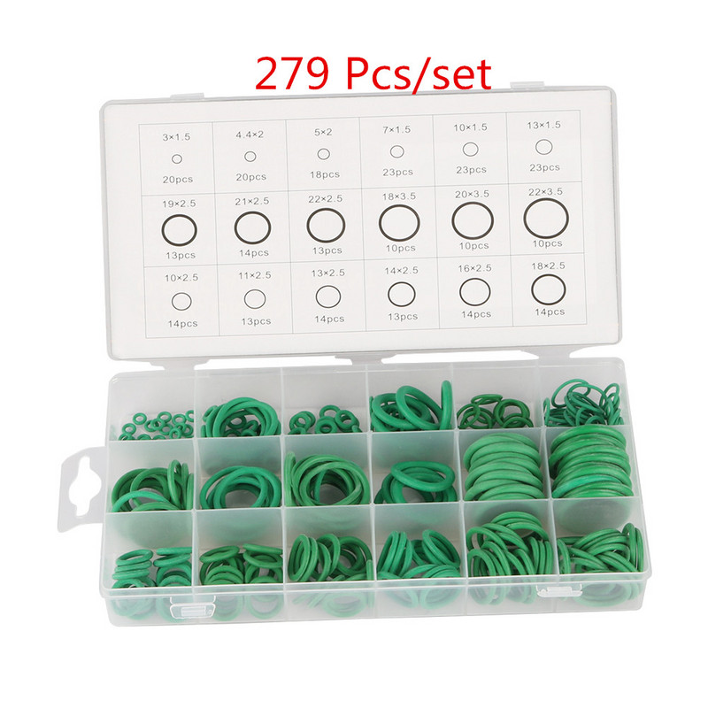 Комплект за асортимент от 7 вида многоразмерни О-пръстени NBR гумени уплътнения Градинско напояване Уплътнителни О-пръстени Конектори Шайби Черен/Зелен