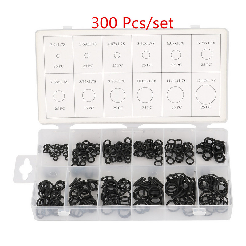 Комплект за асортимент от 7 вида многоразмерни О-пръстени NBR гумени уплътнения Градинско напояване Уплътнителни О-пръстени Конектори Шайби Черен/Зелен