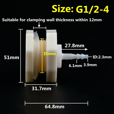 1 Állítsa be az ABS G1/2"-t 4-20 mm-es akváriumi akváriumi akvárium bemeneti és leeresztő tömlőhöz, Pagoda csatlakozó szerelvények tenger gyümölcsei medence víztartály adapterei