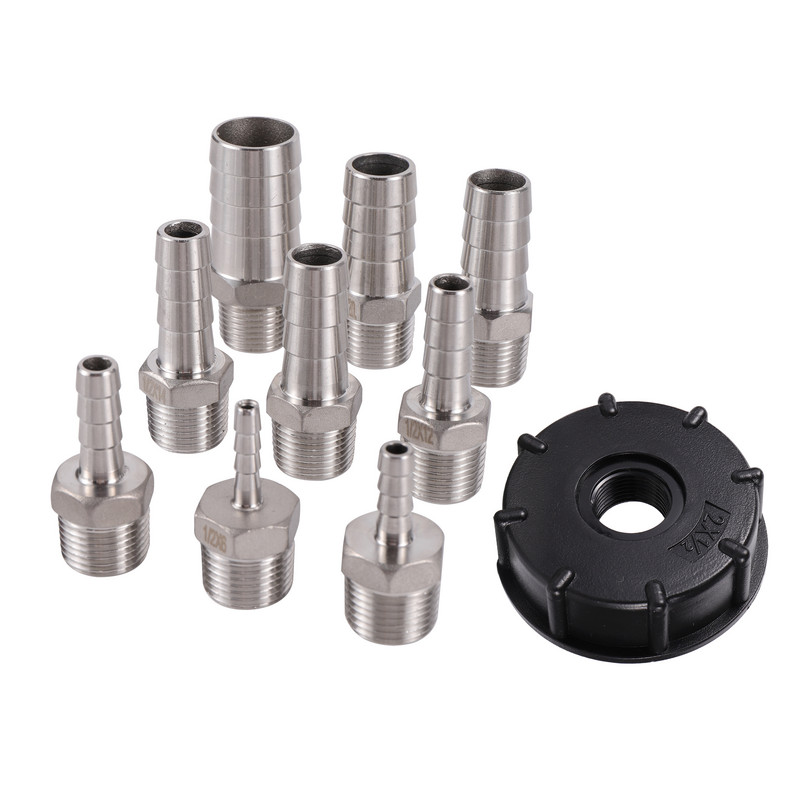 S60x6 Груба резба IBC Адаптер за резервоар 6/8/10/12/14/16/18/20/25 mm 304 Неръждаема стомана Накрайник Резервни фитинги за източване на резервоар за вода