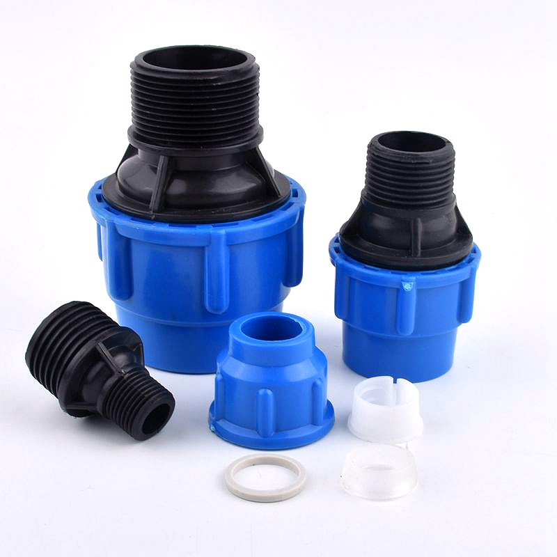 1/2 "-2" външна резба към 20-63 mm PE бърз конектор, селскостопанска система за поливане, напоителна система, съединителна тръба за градински тръбни фитинги