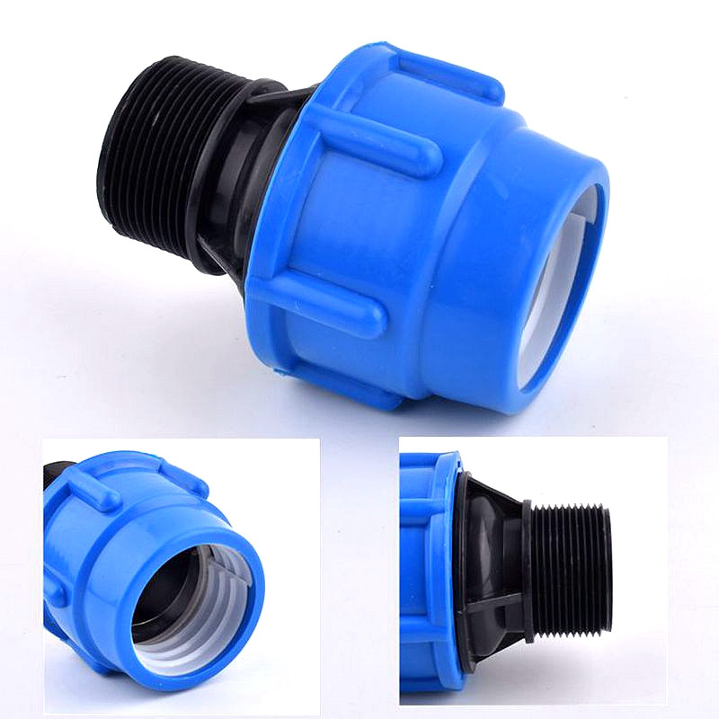 1/2 "-2" външна резба към 20-63 mm PE бърз конектор, селскостопанска система за поливане, напоителна система, съединителна тръба за градински тръбни фитинги