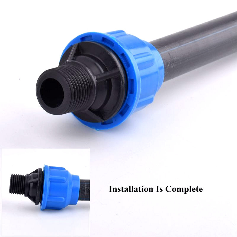 1/2 "-2" външна резба към 20-63 mm PE бърз конектор, селскостопанска система за поливане, напоителна система, съединителна тръба за градински тръбни фитинги