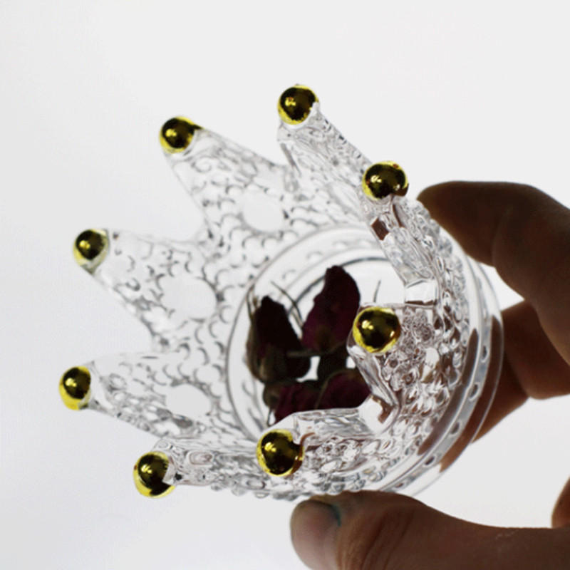Creative Crown Design Пепелник Личност Стъклен пепелник Прозрачен свещник Орнаменти Пепелник За домашен офис Автомобил