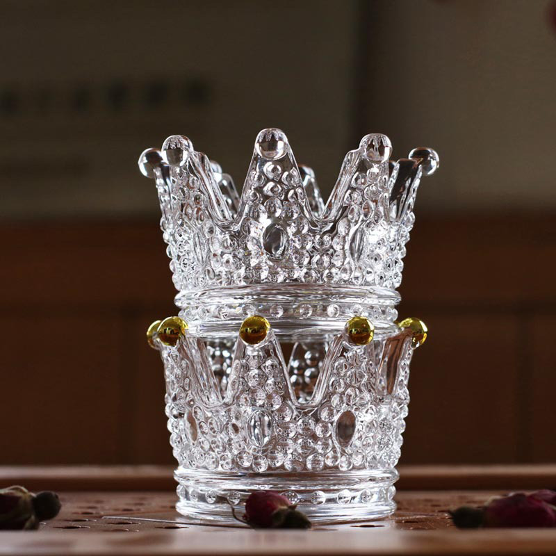 Creative Crown Design Пепелник Личност Стъклен пепелник Прозрачен свещник Орнаменти Пепелник За домашен офис Автомобил
