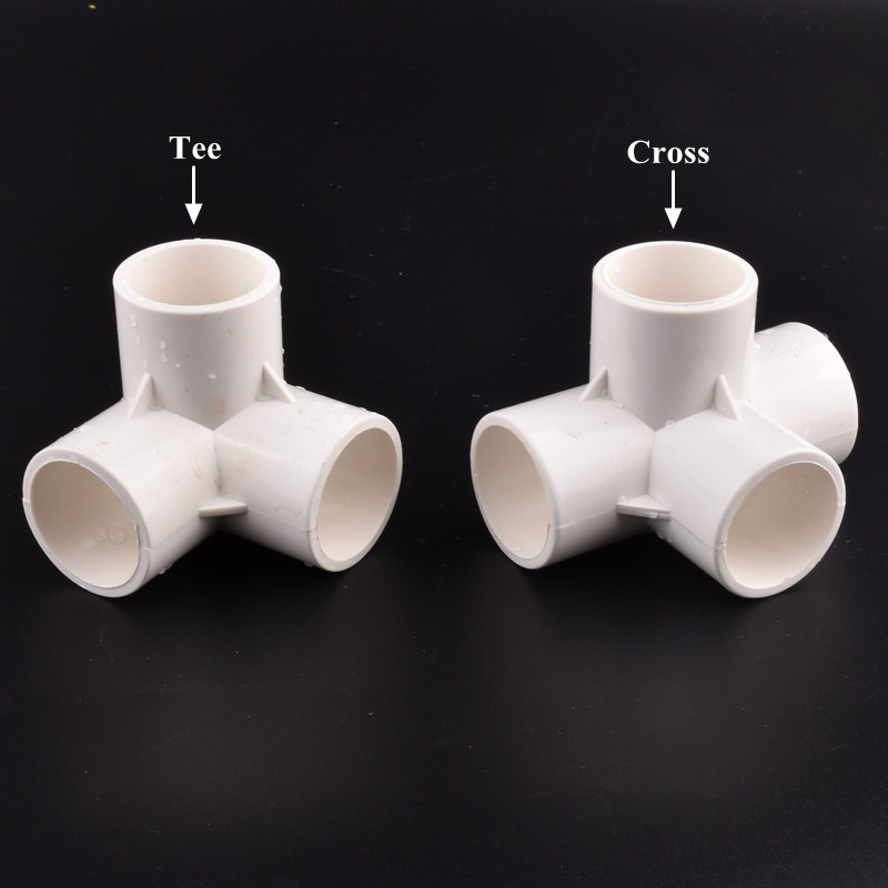 1 бр. Бели 20~50 mm PVC съединители за тръби 3D Триизмерни 3/4/5/6 начина Направи си сам рафт за напояване на градината за напояване на тръба за вода Съединение