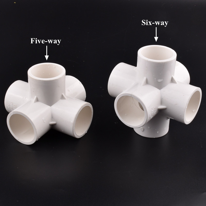 1 бр. Бели 20~50 mm PVC съединители за тръби 3D Триизмерни 3/4/5/6 начина Направи си сам рафт за напояване на градината за напояване на тръба за вода Съединение