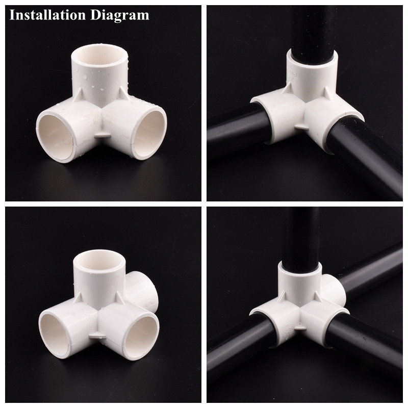 1 бр. Бели 20~50 mm PVC съединители за тръби 3D Триизмерни 3/4/5/6 начина Направи си сам рафт за напояване на градината за напояване на тръба за вода Съединение