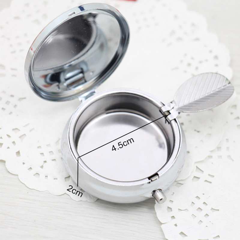 Мини преносим пепелник с ключодържател Джоб от метална сплав Дим пепелник Екологична цигара с кръгла форма Произволен цвят