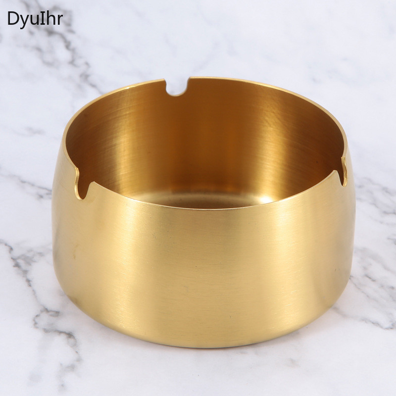 DyuIhr кръгъл домакински удебелен пепелник от неръждаема стомана домашен декор многофункционален десктоп съхранение пепелник дизайн слот за карта