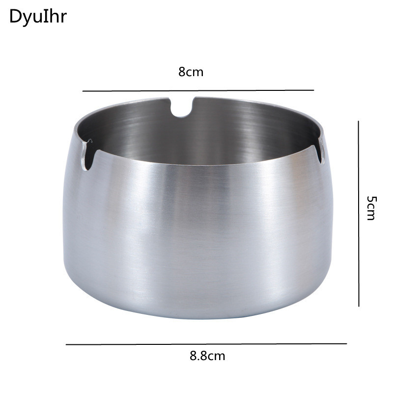 DyuIhr кръгъл домакински удебелен пепелник от неръждаема стомана домашен декор многофункционален десктоп съхранение пепелник дизайн слот за карта
