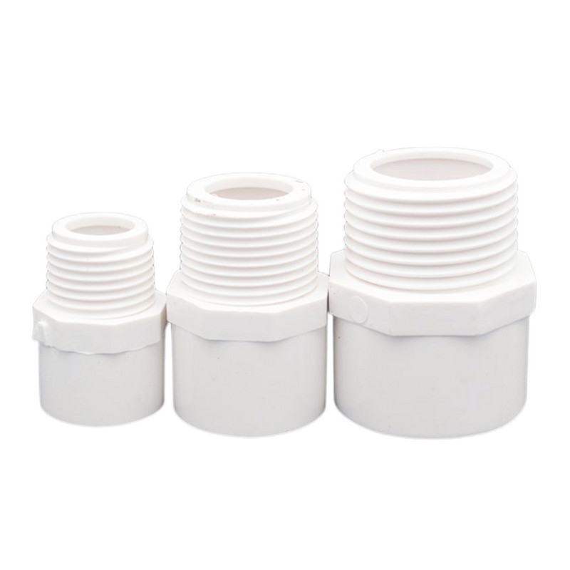 2PCS Сиво Бяло Син 1/2" 3/4" 1" 1.5" Съединител с резба 20/25/32/40/50 мм PVC Адаптер за водопровод Фитинги за градински напоителни тръби