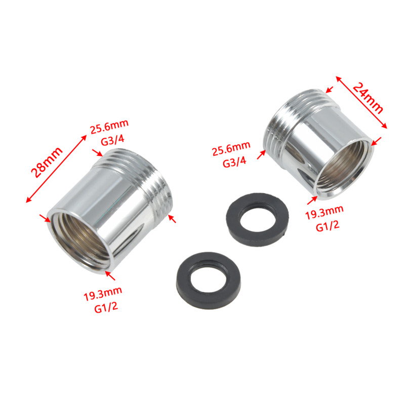 Месингов съединител за дюза за душ Сребърен женски 1/2` до 3/4` съединител с мъжка резба 1 бр. Водна връзка Фитинги за водопроводни тръби