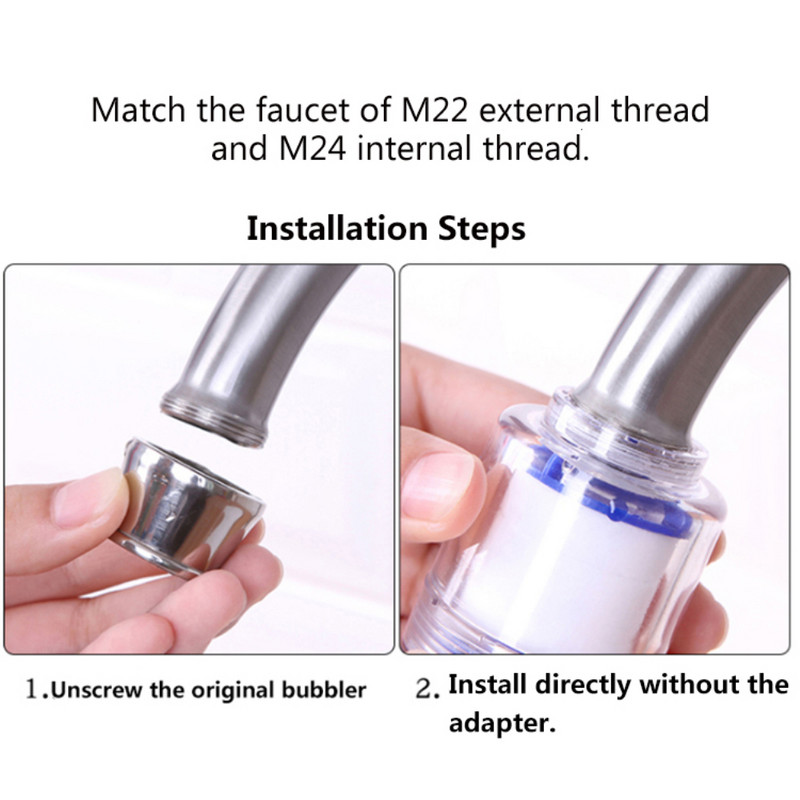 Конектор за кухненски кран Душ Аератор Барботер Двуслойна филтрация 360° Регулируем воден филтър Дифузер Дюза Пръскачка