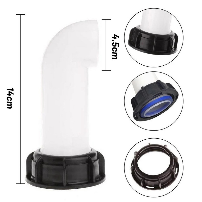 2 бр./компл. 2-инчов удължителен маркуч за дренажен чучур 1000 л IBC дюза за резервоар за вода Кран, капачка, клапан, фитинг, дренажна тръба/огъваща се тръба, нов