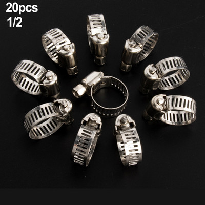 Szorító tömlőkapcsok Rögzítőkártya vízcsőhöz Üzemanyagtömlő Kerti alkatrészek Vízvezeték rozsdamentes acél 10-29mm 20db csatlakozó