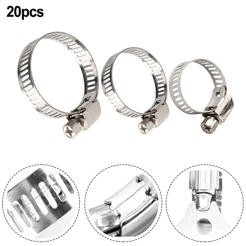 Stezaljka Stezaljke za crijevo Kartica za pričvršćivanje za cijev za vodu Cijev za gorivo Vrtni dijelovi Vodovod nehrđajući čelik 10-29 mm 20 kom Konektor