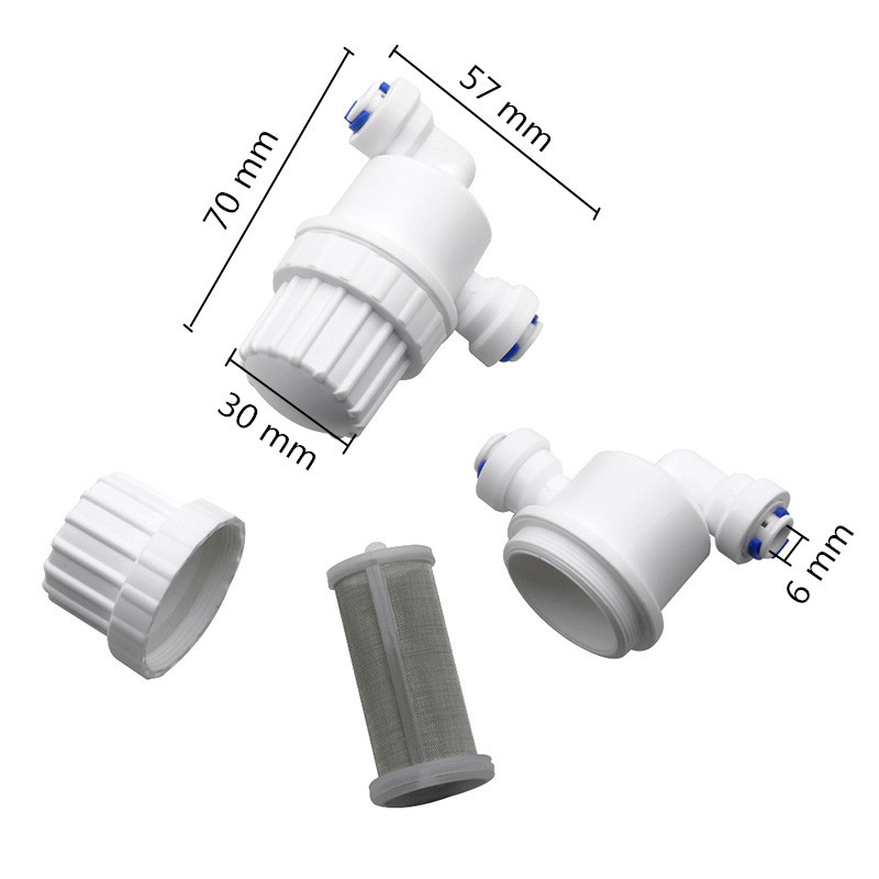 Γρήγορη υποδοχή φίλτρου νερού 90 μοιρών αγκώνα 1/4 ιντσών 3/8 ιντσών σωλήνας POM σωλήνας σύνδεσης PE Φίλτρο με αντίστροφη όσμωση Εξαρτήματα