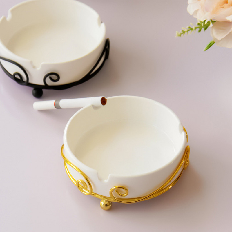 Δίσκος στάχτης Κεραμικός Διακοσμητικός Αντοχή στις θερμοκρασίες Επιτραπέζιο Τασάκι Διακόσμηση Στήριξης Σαλονιού Αντιζευματουργικό Φορητό Χρυσό