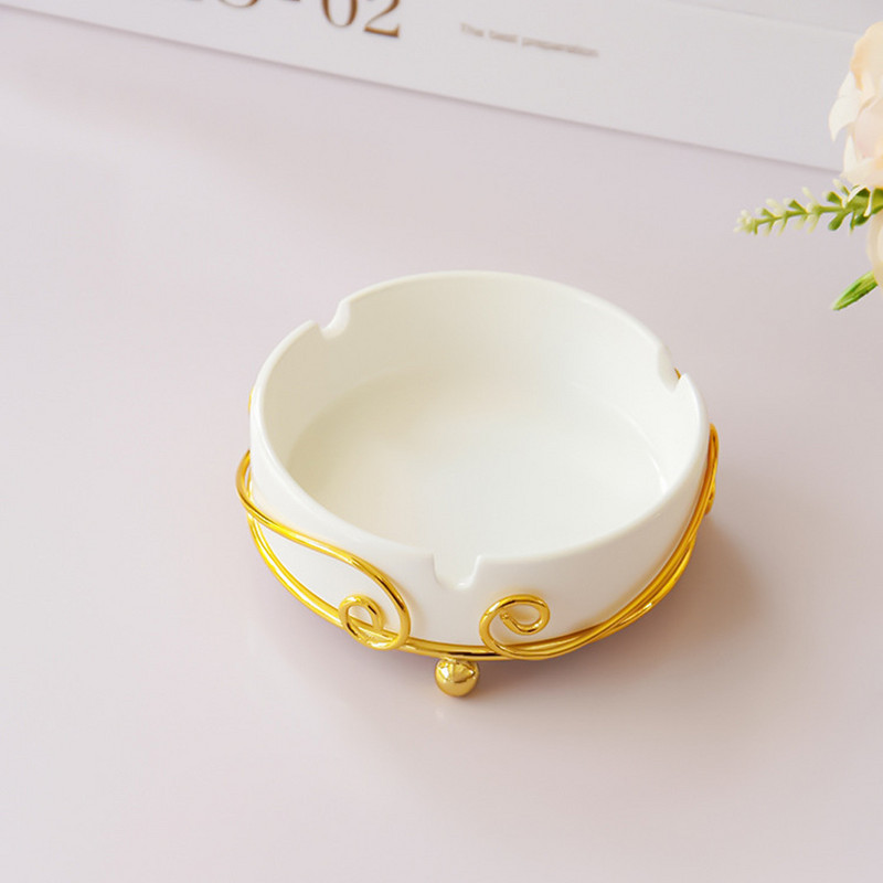 Δίσκος στάχτης Κεραμικός Διακοσμητικός Αντοχή στις θερμοκρασίες Επιτραπέζιο Τασάκι Διακόσμηση Στήριξης Σαλονιού Αντιζευματουργικό Φορητό Χρυσό