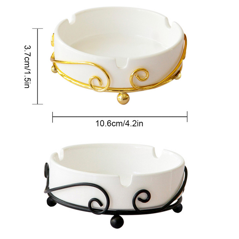Δίσκος στάχτης Κεραμικός Διακοσμητικός Αντοχή στις θερμοκρασίες Επιτραπέζιο Τασάκι Διακόσμηση Στήριξης Σαλονιού Αντιζευματουργικό Φορητό Χρυσό